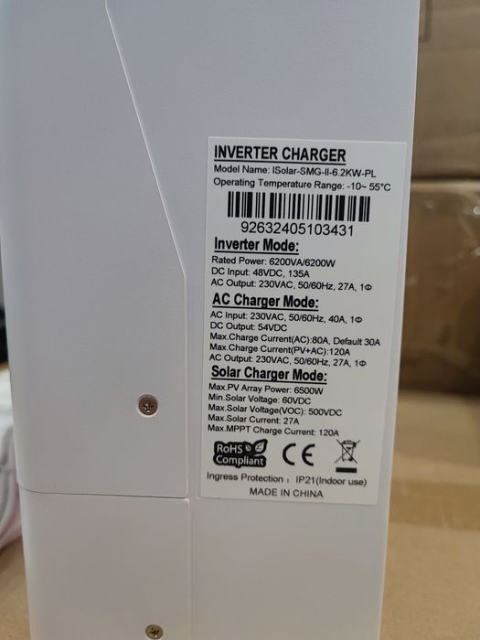 Гібридний інвертор Anenji, Powland, Easun 48в 6,2кВт, 24в 4кВт+ WiFi