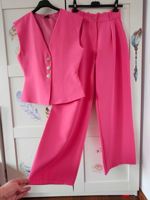 Garnitur kamizelka + spodnie  wide leg M L