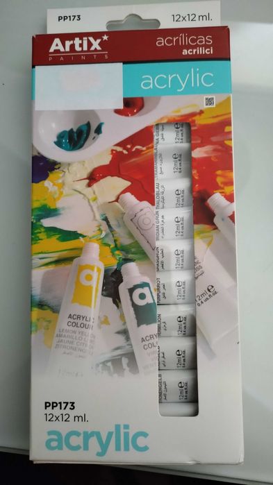 Caixa de tintas acrílicas 12x12 ml Artix
