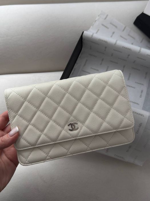 Сумка Chanel Woc біла | срібна фурнітура