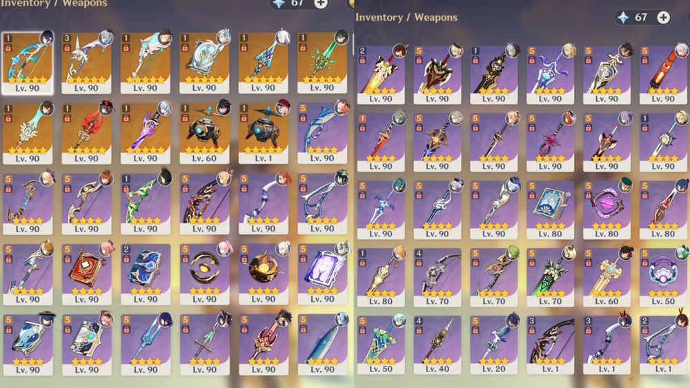 Аккаунт у Genshin Impact 60 AR EU багато легендарок + Honkai Impact