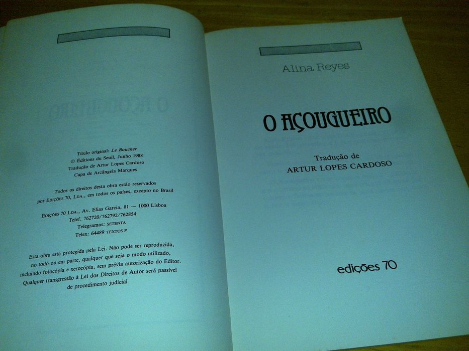 o açougueiro (alina reyes) 1988 livro