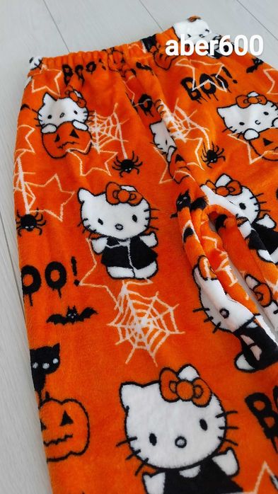 Spodnie Hello Kitty Halloween ~ Pluszowe ~ Idealne na Prezent ~ L/XL