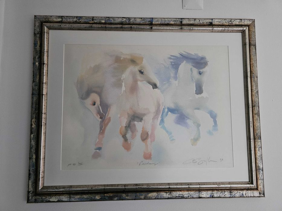 Serigrafia De Cavalos em aquarela de Beatrice Bulteau