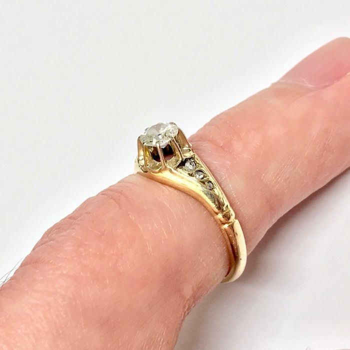Złoty pierścionek 14K BRYLANTY 0.50ct VVS2/E r.10