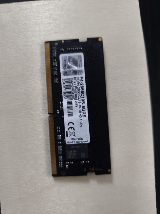 Memória GSKILL Ripjaws 8GB  DDR4 2666MHz
Modelo: F4-2666C19S-8GRS.
C