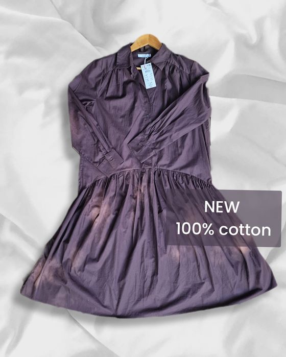 Długa sukienka maxi do kostek z długim rękawem prosta kołnierzyk guzik