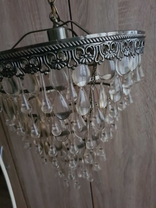 Żyrandol/ lampa z kryształkami glamour lub rustykalna