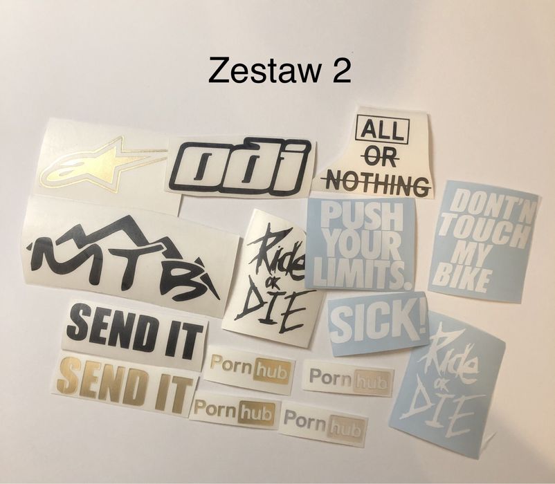 Zestawy naklejek, naklejki na rower na auto mtb ride or die sick