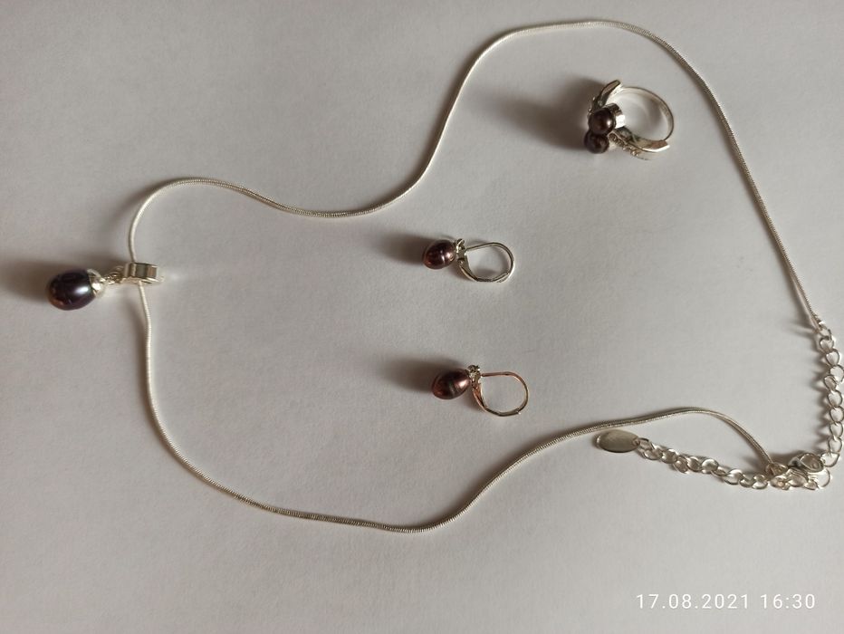 Бижутерия Ив Роше, цветной натуральный культивированный жемчуг, гарнит