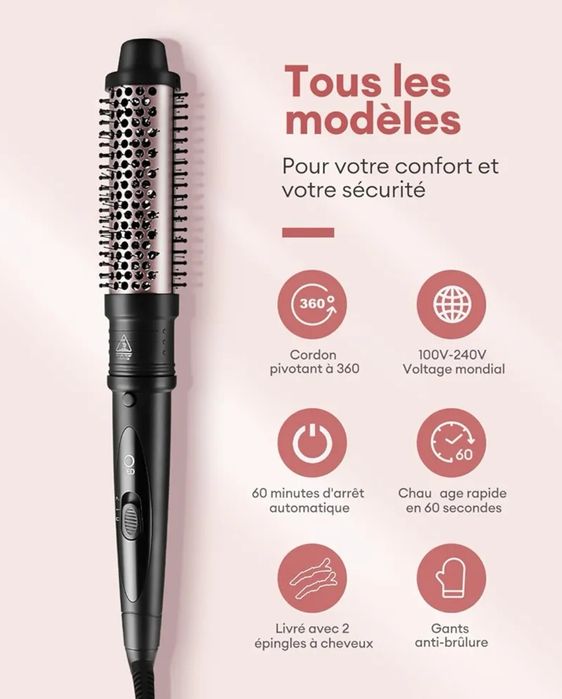 Szczotka dmuchająca 2 w 1, lokówka z wymiennymi głowicami