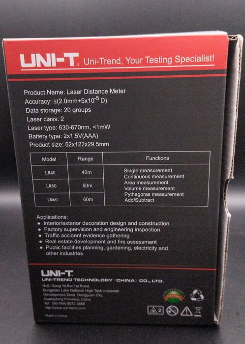 Medidor de distâncias a Laser - 40m - UNI-T