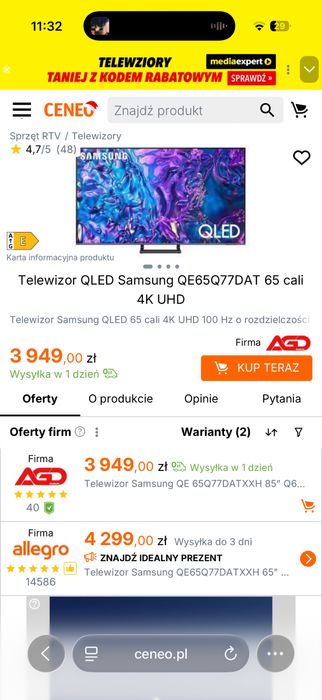 Telewizor Qled Samsung 65Q77DAT