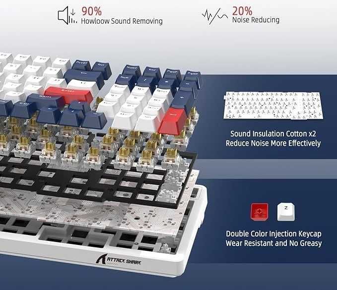 ATTACK SHARK K98 Klawiatura Mechaniczna RGB Bezprzewodowa BT5.0 2.4G