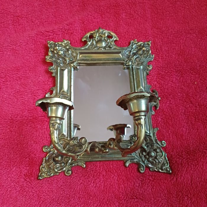 Mosiężne lusterko swiecznik