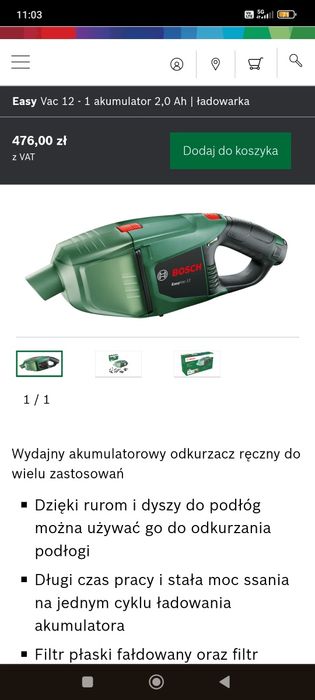 akumulatorowy odkurzacz ręczny Bosch EasyVac 12.