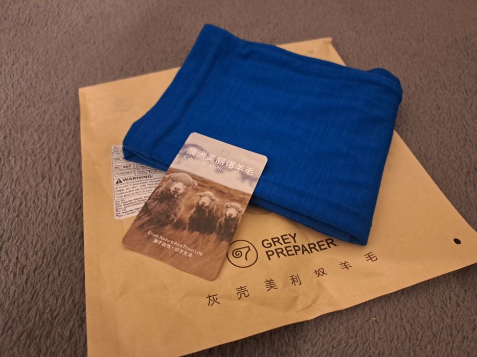 100% Merino Wełna Merynosowa Komin / Bandama Niebieski NOWY