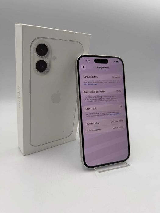 Smartfon Apple iPhone 16 128 GB biały