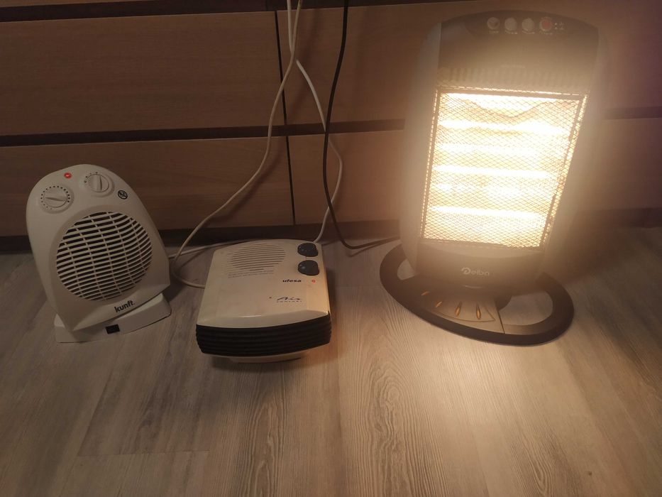 *OPORTUNIDADE* 3 aquecedores: 2 ventiladores 2000w + 1 halogéneo 1200w