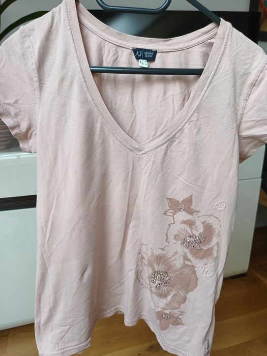 Beżowy t-shirt Armani Jeans M