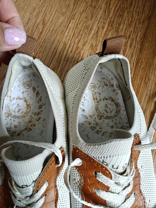 Espadryle bugatti wiązane damskie sneakersy plecionka platforma
