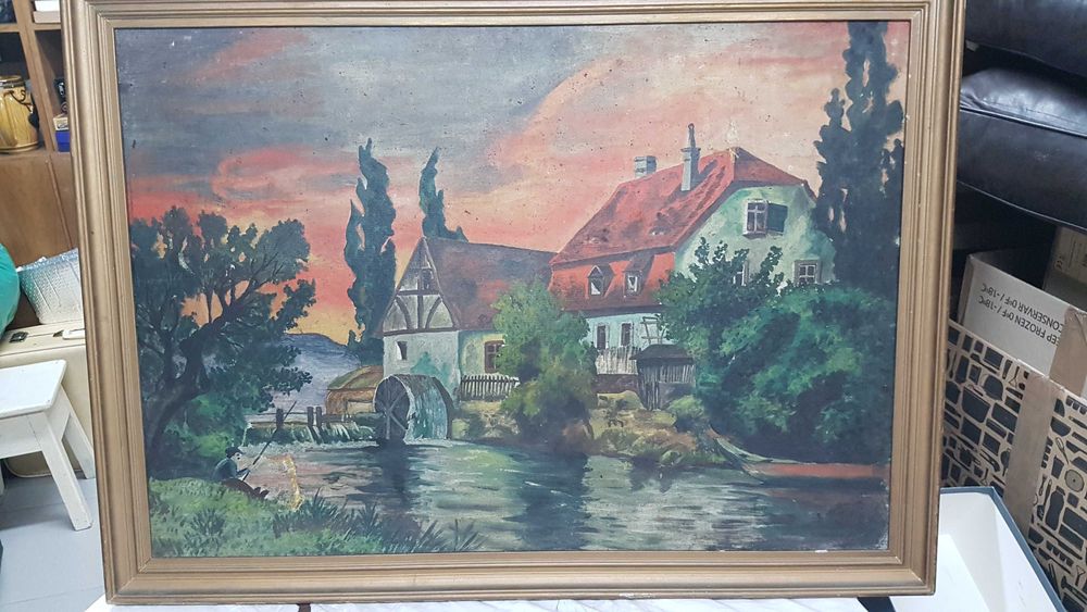 Pintura com Moldura em Dourado