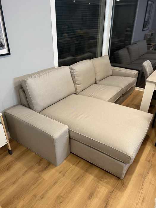 Sofá IKEA KIVIK 3 lugares c/ chaise longue e capa tallmyra cinzento claro