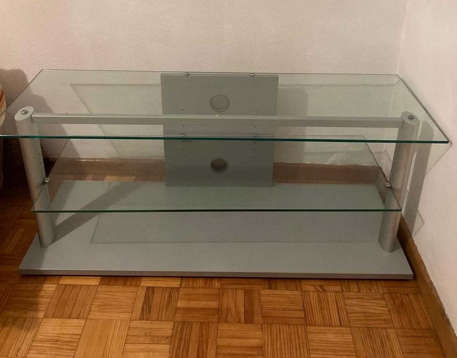 Mesa/ Móvel TV em Vidro Temperado e Estrutura Metal (excelente estado)