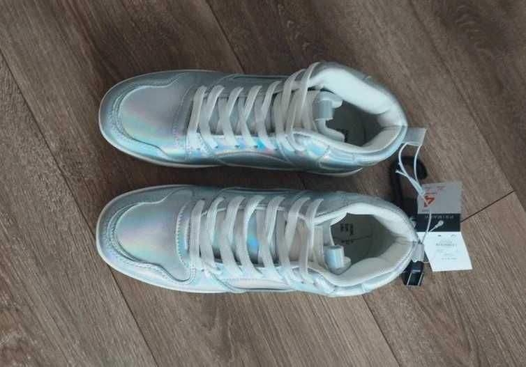 Primark srebrne sneakersy wysokie adidasy 37