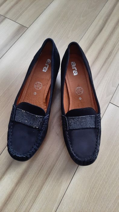 Czarne skórzane baleriny ARA# buty wsuwane r. 40