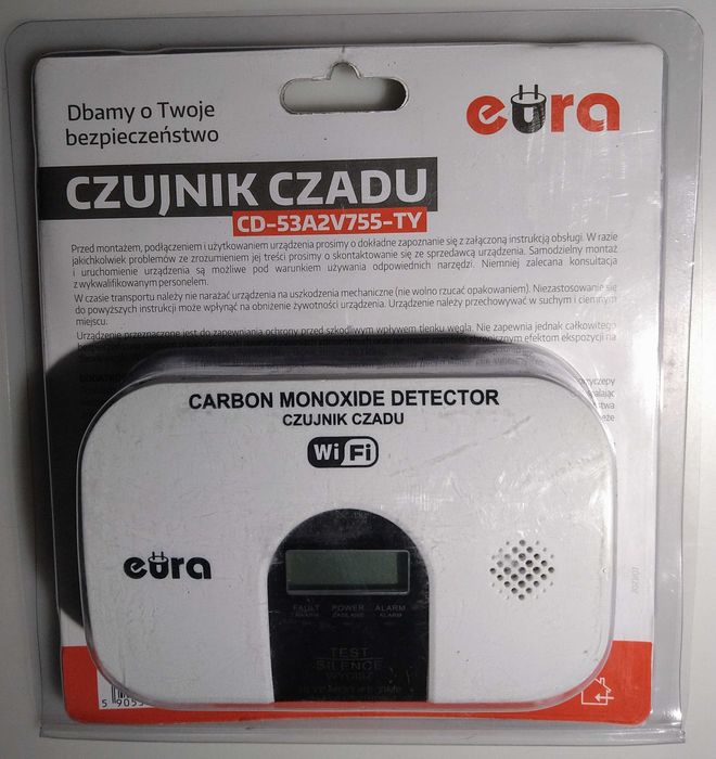 Inteligentny czujnik czadu Wi-Fi EURA CD-53A2V755-TY z Certyfikatem