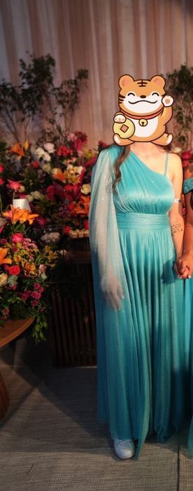 Vestido longo azul Tiffany