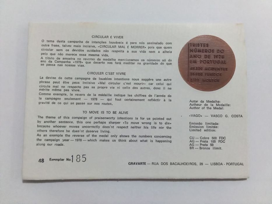 Filo-Medalhística - Campanha de Prevenção Rodoviária