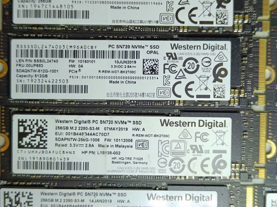 SSD диск Western Digital SN720 256GB M2 NVMe 2280 PCIe 3.0 V-NAND 3-bit TLC