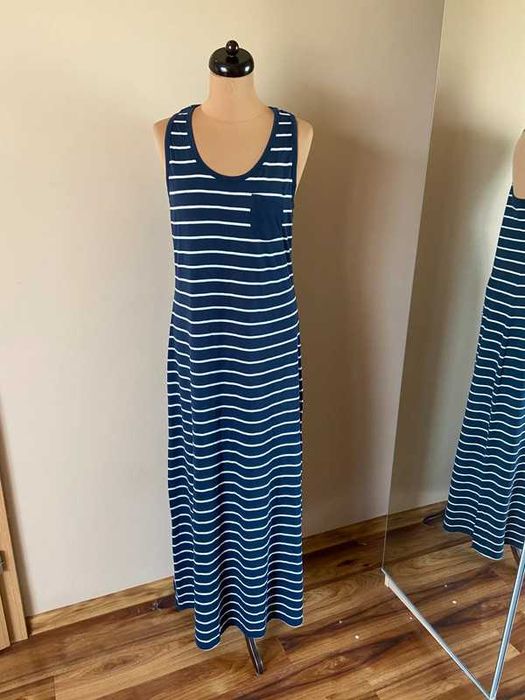 Dluga maxi sukienka long paski marynarska m l 38 40