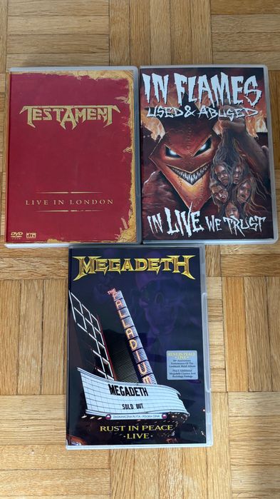 Zestaw 3 płyt DVD In Flames, Megadeth, Testament