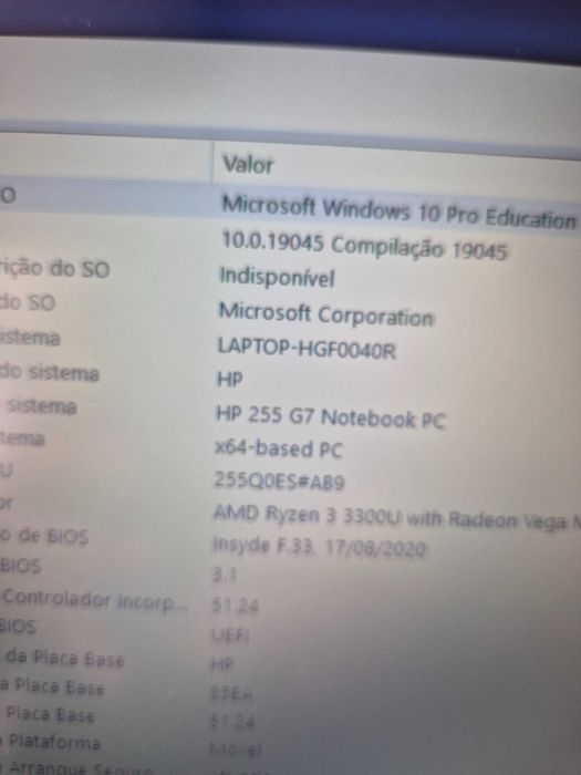 Hp 255 G7 processador AMD rysen 3300U, muito bom estado