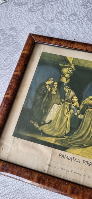 Stary obraz komunijny. Pamiątka Pierwszej Komunii św.