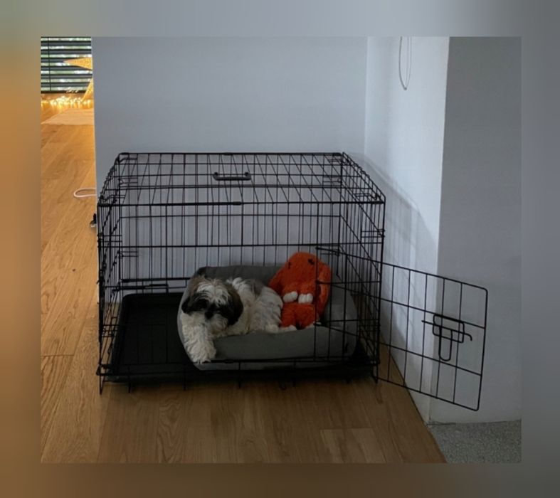 Klatka kojec dla zwierząt kennel dla psa metalowa czarna duża