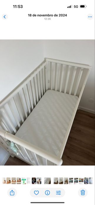 Cama de bebe em madeira branco