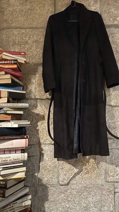 Casaco Massimo Dutti comprido pele camurca