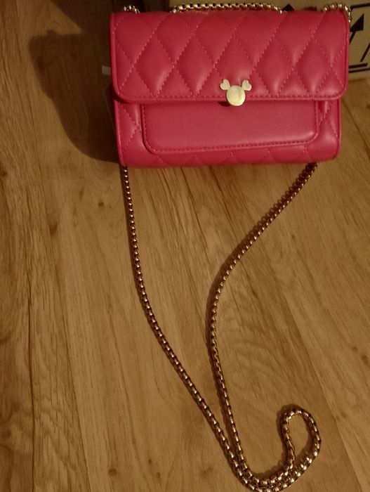 Nowa mała pikowana torebka ala Tous w kolorze fuksji