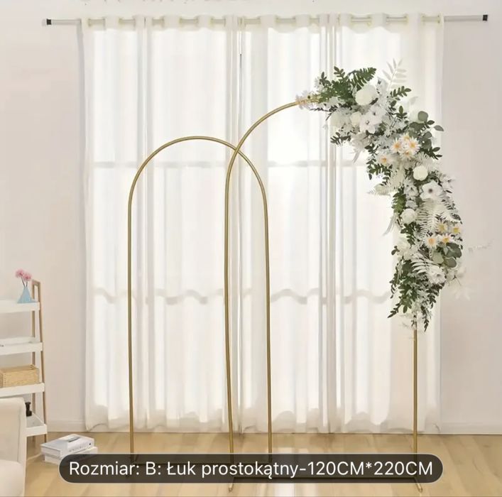 Złoty metalowy łuk ślubny balony/kwiaty