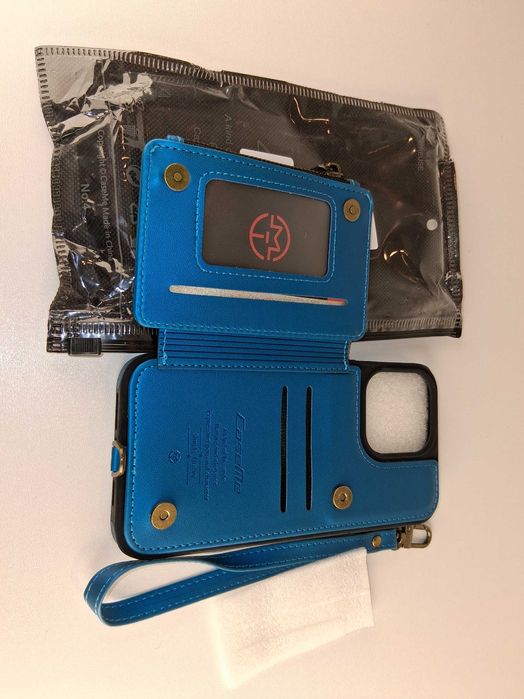 Y004 Etui Portfelowe Z Paskiem Niebieskie Do iPhone 14 Pro Max