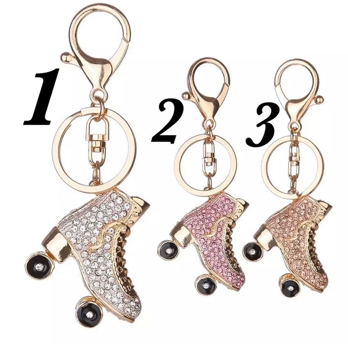 Porta-chaves patim em zinco com brilhantes