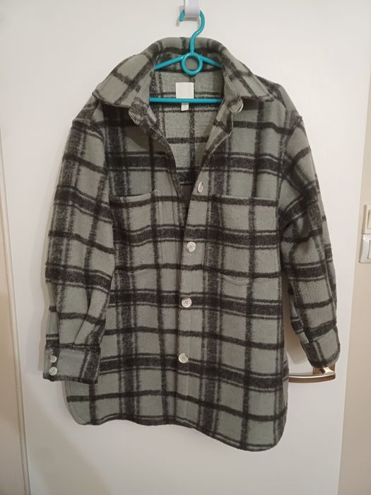 Kurtka koszulowa oversize w kratę rozmiar M H&M
