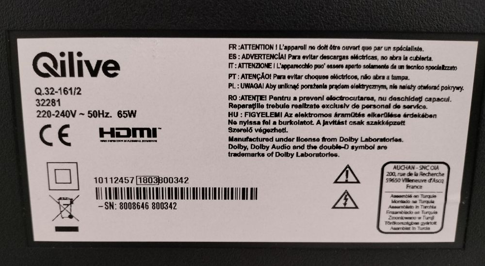 Qilive TV 32'' LED with HDMI, USB, and Ambient Lighting — Ready to Use!64752416948739124