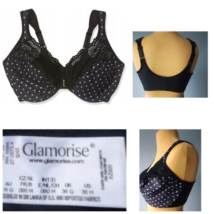 Glamorise biustonosz z koronką w kropki 36 G