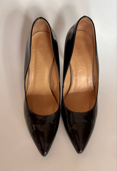 Czarne lakierowane szpilki 38 wys.9cm