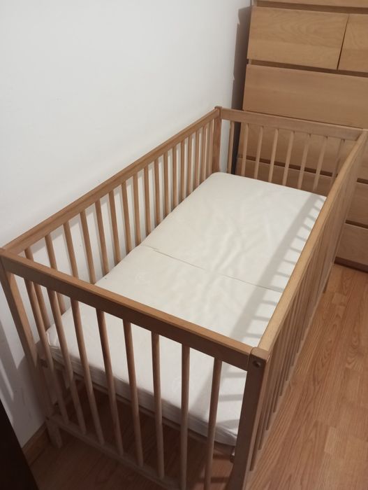 Cama Berço Madeira e Colchão